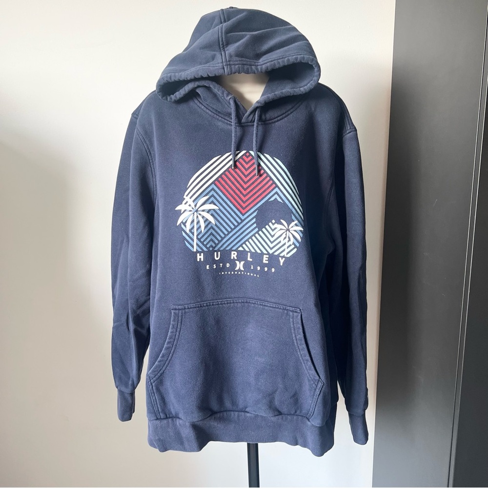 Hurley Men’s Graphic Hoodie Navy Blue Size XL